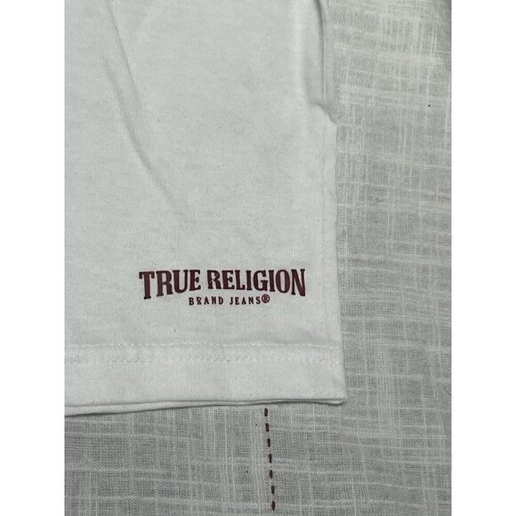 TRUE RELIGION Logo Men's LG White Crew Neck Tee 100% Cotton T-Shirt.    C - Picture 2 of 4